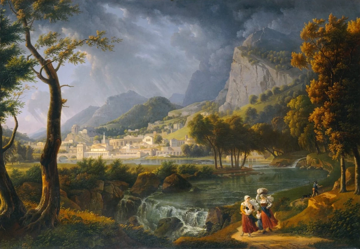 Alexandre Hyacinthe Dunouy - Paesaggio composto da studi effettuati sulle Alpi e in Italia